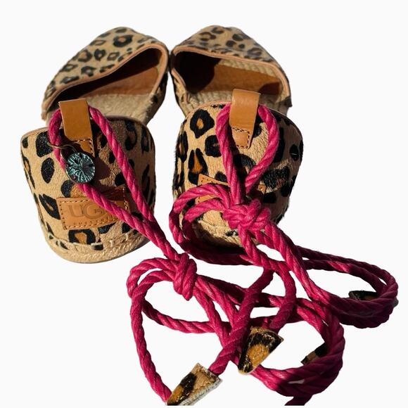 UGG Libbi Calf Hair Leopard Espadrille Flats Size 8 - Picture 6 of 8